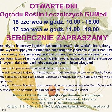 Grafika Dni Otwarte Ogrodu Roślin Leczniczych GUMed