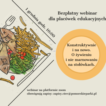 Grafika Konstruktywnie i na nowo. O żywieniu i nie marnowaniu na stołówkach. Webinar dla placówek edukacyjnych.