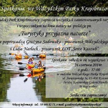 Grafika "Turystyka przyjazna naturze" - spotkania z Wdzydzkim Parkiem Krajobrazowym