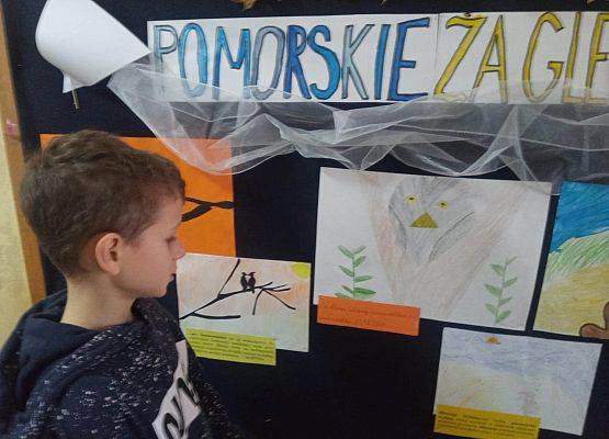Uczniowie SP w Mikoszewie opowiadają o swoich pracach plastycznych, których tematem były ptaki. fot. MN