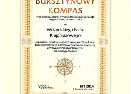 Grafika Wdzydzki Park Krajobrazowy laureatem konkursu  BURSZTYNOWY KOMPAS