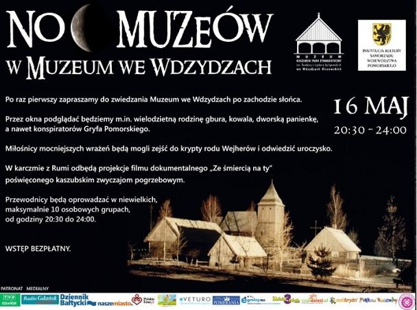 Grafika Noc muzeów w Kaszubskim Parku Etnograficznym we Wdzydzach.